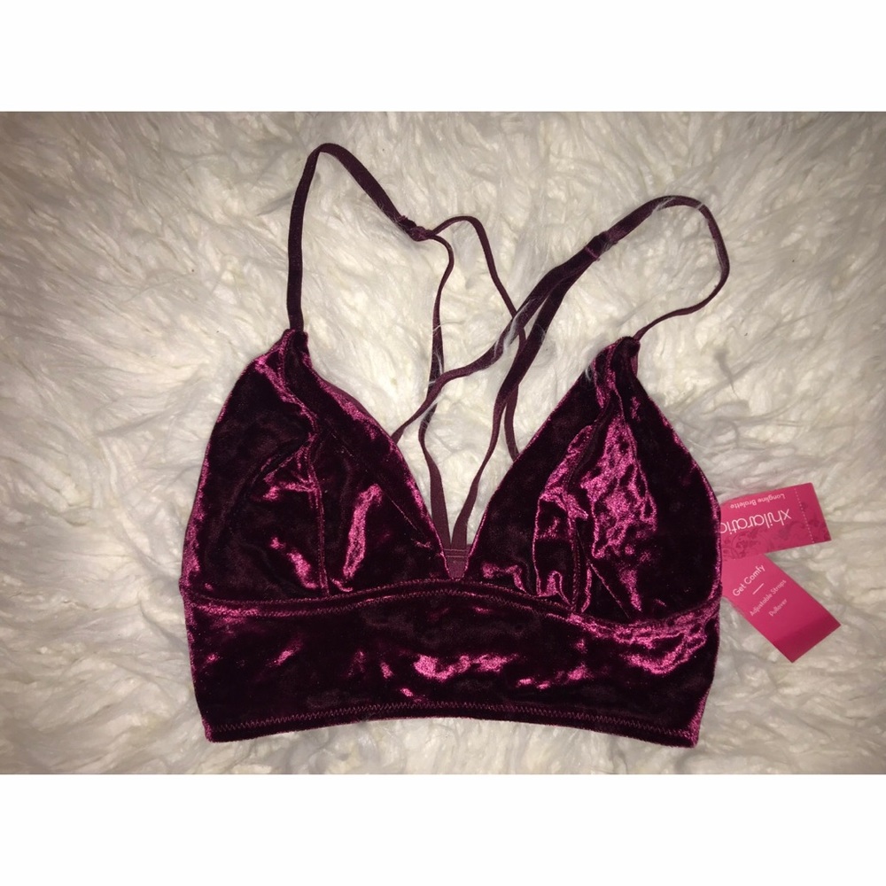 Burgundy velvet bralette